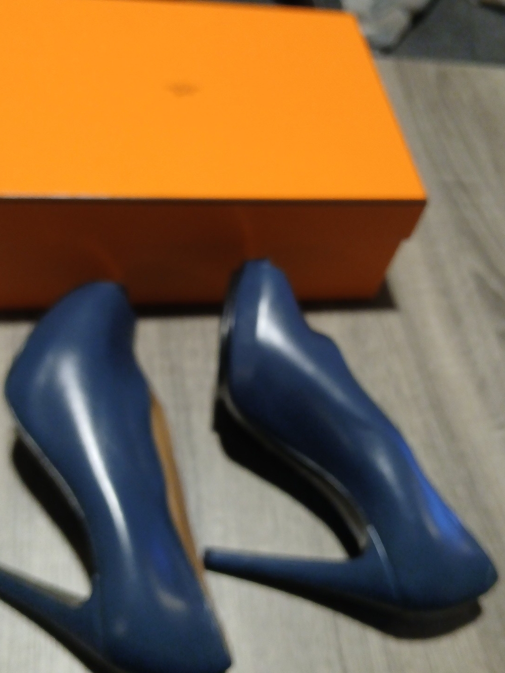 Hermès Gloria Teal Blue Leather Peep Toe Platform Pumps Heels Sz 39 (US 8.5) - Picture 13 of 15
